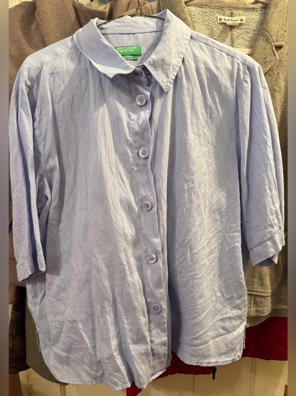 United Colors of Benetton Lavender Button Down Linen Shirt